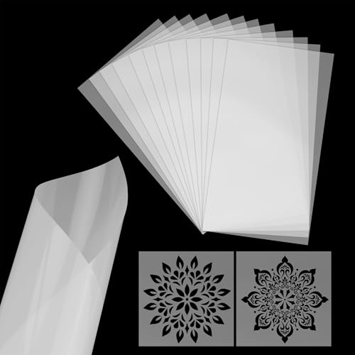 FARQAN 12 Pcs 10mil 12 x 24 Inch Milky Translucent PET Blank Stencil Sheets, Template Plastic for Quilting Mylar Stencils, Laser Cutting Material