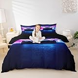 Homewish Jungen Rennwagen Bettwäsche Set 155x220,Extreme Sportwagen Bettbezug für Jungen Kinder,Lila Schwarz Kinder Rennwagen Tröster Abdeckung,Cool Speed Luxuswagen Dekor Bett Set Schlafzimmer Dekor