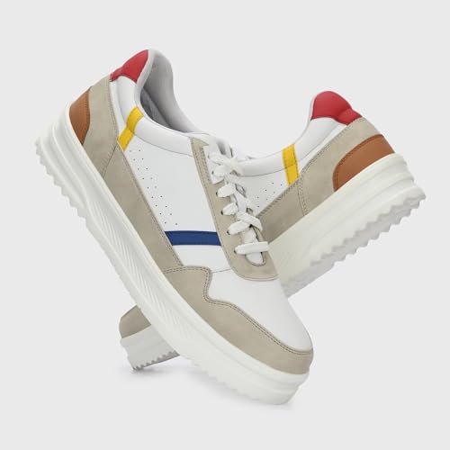 Image of Cruiser Mens Sneakers | Casual Shoes | Cone Heel Lace-Up Sneakers for a Unique Look |Experience Comfort & Style with Soft Cushioned Insole | Trendy Lace-Up Design Sneaker (2565)