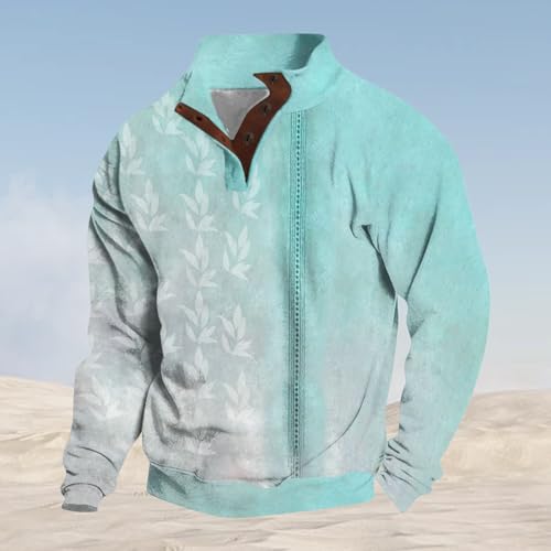 Plus Size Men's Printed Sweatshirt Polo Pullovers Jacket