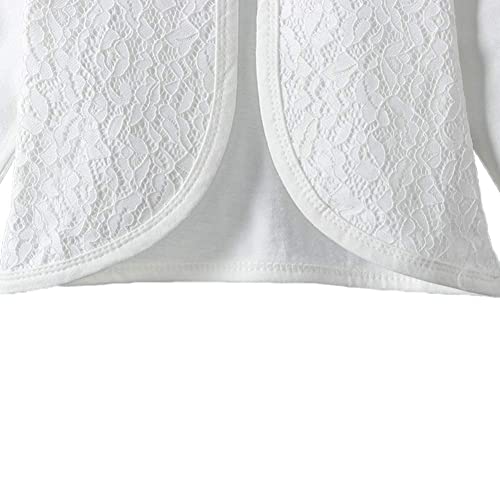 Image of Girl Lace Bolero Cardigan Shrug - Little Girl Long Sleeve Shrug Sweater with Pearls 2-11 Years