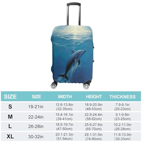 Dolphin in The Ocean Luggage Covers Tsa Approved Suitcase Cover Elastic Washable Luggage Sleeve Carry on Cover Protector Anti-Scratch Suitcase Protector Fits 19-30 Inch Case(L)2