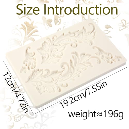 ICOCONG 1 pç molde grande de silicone de penas barrocas, molde de fondant para decoração de bolo em relevo em rolo para festa de casamento de Ação de Graças, cobertura de cupcake, chocolate, biscoito