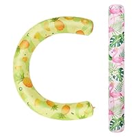 WERNNSAI Aufblasbares Schwimmnudel-Set – 2 Stück Pool-Nudeln für Erwachsene, Poolnudel, Rosa, Gelb, gebogen, Schwimmbad-Schwimmer für Sommer, Urlaub, Meer, Strand, See, Party (Flaming & Ananas)