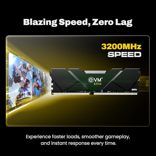 Image of EVM Elite 16GB DDR4 3200MHz Gaming Desktop RAM - Intel XMP & AMD EXPO, Aluminum Heat Sink, CL15, 1.2V Low Voltage, 288-Pin Long-DIMM, 10-Year Warranty (EE16G32DT)