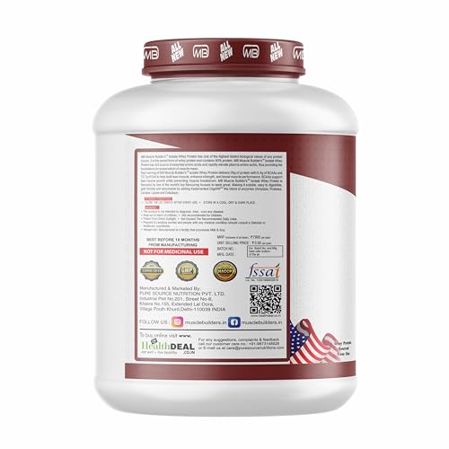 Image of MB Muscle Builder 100% Isolate Whey Protein Powder With High Protein, BCAA And Digestive Enzyme - 4.4Lbs (Chocolate)