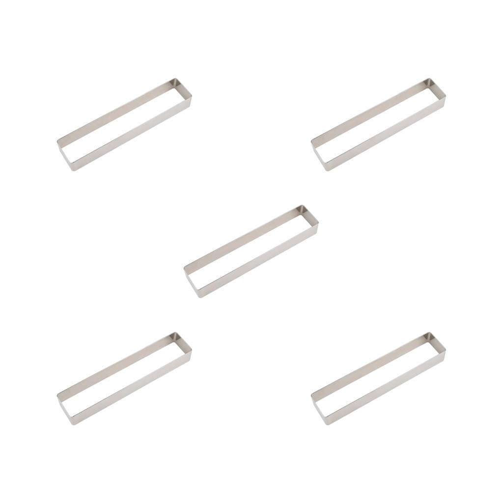 Juego de 5 cortadores de galletas de acero inoxidable duraderos para cortador de galletas de acero inoxidable a largo plazo, formas rectangulares, moldes de corte de pasteles, cuadrados largos, tamaño