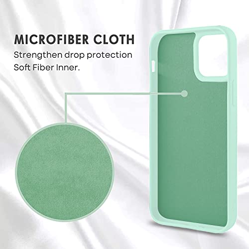 Image of VONZEE Microfiber Candy Case Compatible for iPhone 12 Pro Max 6.7 inch, Shockproof Slim Back Cover Liquid Silicone Case - Mint Green