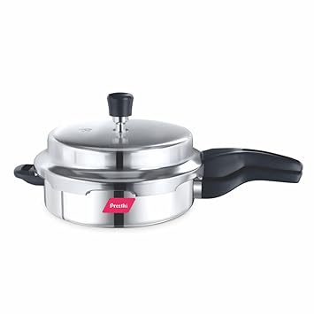 Preethi Induction Base Stainless Steel Outer Lid Pressure Pan, 3 Litres, Silver