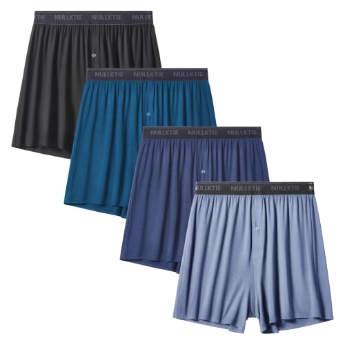 Nullktie Men's Loose Boxer Shorts with Button Fly, Bamboo Viscose Underwear
