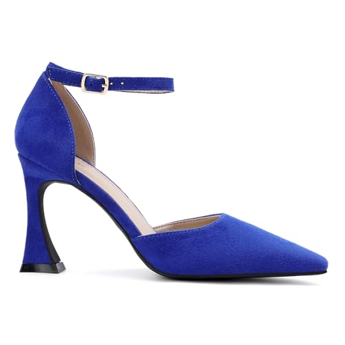 Women's 3.5In heigh Heel Pointed Closed Toe Ankle Strap Pumps Dress Shoes for Women2