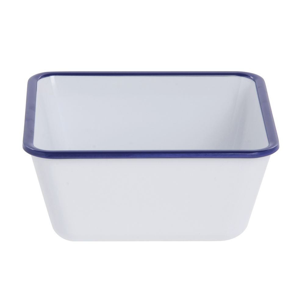 Serving Bowl Enamelware Look Melamine White/Blue - 7" L x 7" W x 3 1/10" D by HUBERT – Melamine, White, Model 240210