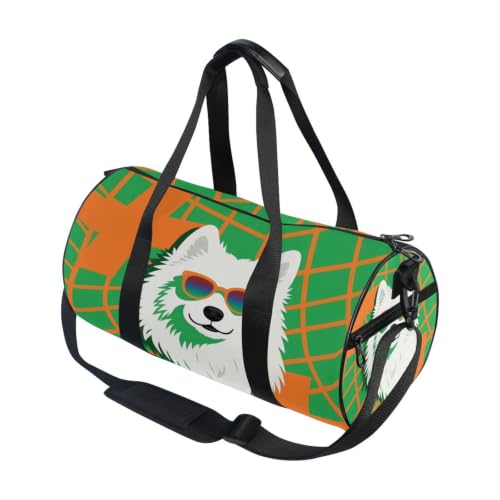 Bolsa de deporte redonda con diseño de Samoyedo ideal para tus días de gimnasio y viajes