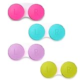 WEIESCIE 4 StückBunt Kontaktlinsendose, Kontaktlinsen Behälter, Brillenetui Tragbar, Auslaufsicher Reise Kontaktlinsenbehälter Set für Zuhause und Reisen,4 Farbes