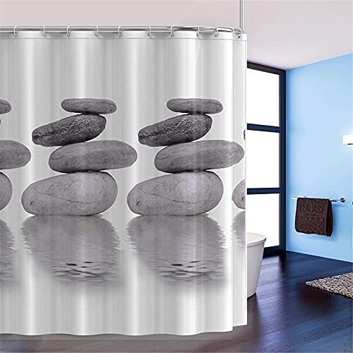 Bfrdollf Rideau de douche textile 180 x 200 cm - Gris - Pebble - 120 x 200 cm - 180 x 180 cm - 200 x 240 feuilles - 100 % polyester - Rideau de douche étanche (29,120 x 200 cm) Cover