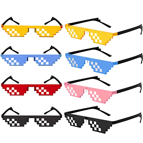 Gafas de Sol Thug Life, Gafas Pixeladas, Juguete Divertido para Niños, Gafas de Sol, Gafas de Fiesta de Carnaval Navidad, Thug Life Gafas para hombres Mujeres Niños Niños Decoración de Fiesta