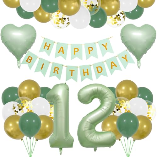 Kit décoration 12e anniversaire vert olive : le pack idéal pour célébrer garçons et filles