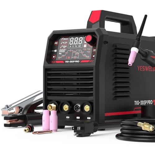 YESWELDER 205A Tig Welder with Pulse Large LED Display, STICK/DC TIG/PULSE TIG 3 In 1, 110&220V Dual...