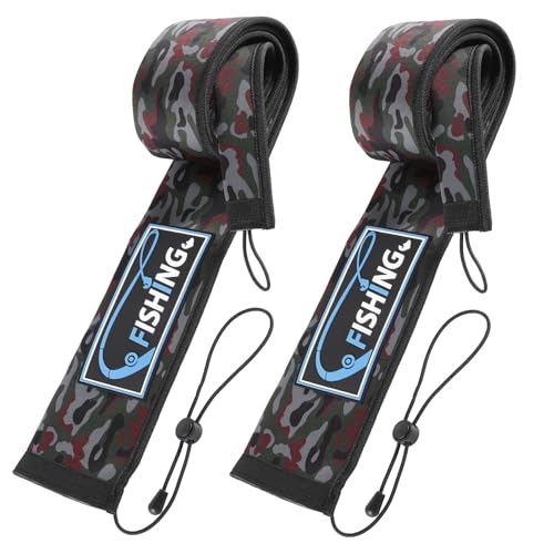 KPEPIX 2Pcs Neoprene Fishing Rod Sleeves-Rod Covers (Green Camo, 58", 2P)