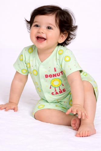 Image of Chandrika Baby Boys & Girls Regular Fit 100% Cotton Half Sleeve Jhabla & Shorts Set Pack of 3