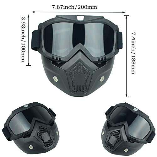 Zjnuo Motorcycle Helmet Goggles With Removable Face Mask, Atv Dirt Bike Motocross Eyewear Riding Offroad Goggles (Grey) #TOP5