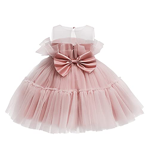 Hnxdyy Girl Tutu Party Dress Bowknot Princess Baby Girls Birthday Gown #766_C Pink 6-12 Months #TOP2