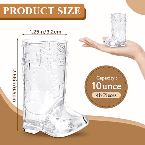 Image of Cowboy Boot Shot Glasses, 48 Pcs 1 Oz Mini Plastic Boot Cups (Clear)