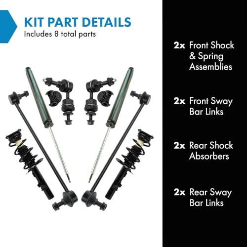 Image of TRQ Front and Rear Suspension Kit Complete Strut & Coil Spring Assembly Shock Absorber Sway Bar Stabilizer Link Compatible with 2013-2018 Ford Focus
