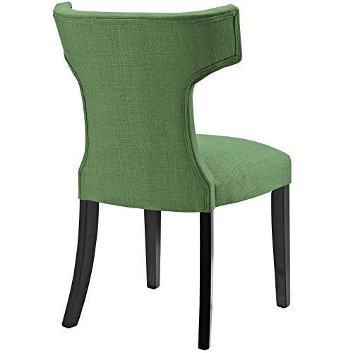 Modway Curve Mid-Century Modern Upholstered Fabric With Nailhead Trim In Kelly Green, One Chair #TOP5