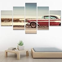 SIGNWIN 5 Panel Canvas Wall Art Modern Art Cars Edgy Industrial Mixed Media Multicolor Transportation for Home Decorations Ready to Hang - 60