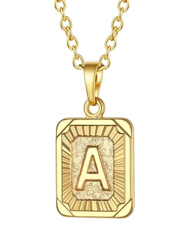 U7 Monogram Necklace for Women Men18K Gold Plated Square Script Initial Jewelry Letter Pendant...