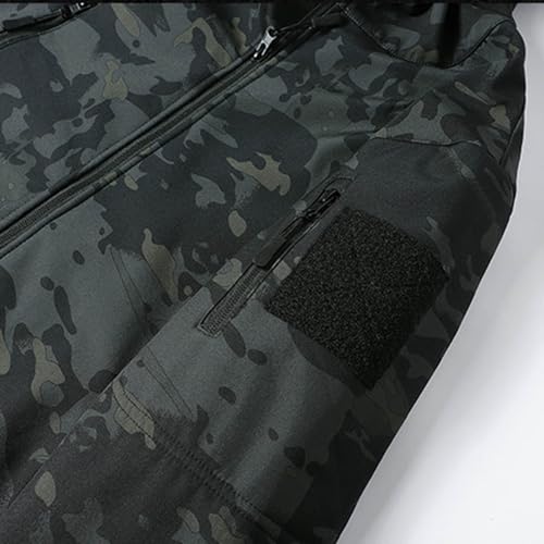FASLOLSDP Regenjacke Herren Fleecejacke Military Outdoor Softshell Jacke mit Kapuze Fleece Gefüttert Windbreaker Leichte Wasserdichte Jacken Bomberjacke Overshirt Einfarbig Winterjacke für Wandern