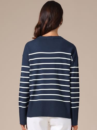 Allegra K Sweater for Women's 2025 Fall Winter Outfits Crewneck Side Slit Knit Pullover Tops3