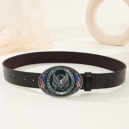 The United State of American Flag Belt Buckle Patriotic Eagle Western Cowboy Buckles for 4th of July Party Halloween Thanksgiving Day Gifts