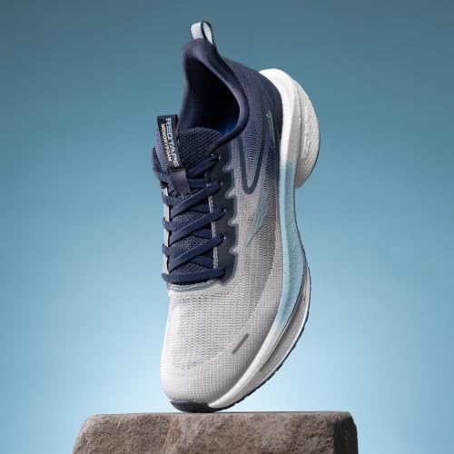 Image of Red Tape Men's Sneakers Grey Blue Jacquard Mesh Round Lace-Up