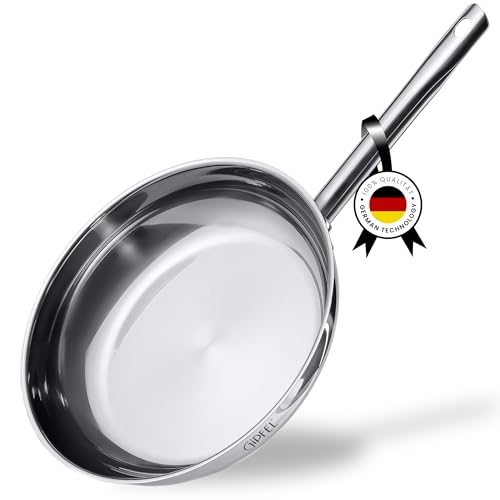 Image of GIPFEL INTERNATIONAL 3 Piece Stainless Steel Frying Pan Set 8, 10, 12 Inch - Tri Ply Stainless Steel Skillet Healthy Cookware - Fry Pans for Induction Gas Electric Stove & Oven Safe (10 inch)