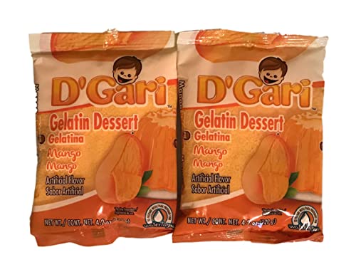 D Gari Pack Of 2 Mango Gelatin 4.2Oz, Prepare With Water, Quick Snacks, Mango Dessert, Gelatin, Mix, Mexico, Powder #TOP1