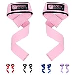 Fitness Weight Lifting Straps Anti Slip Gym Powerlifting Deadlifting Bodybuilding Workout Strength Training Hand Bar Grips Neoprene Gel padded Wrist Support Unisex Men Women (Pink)