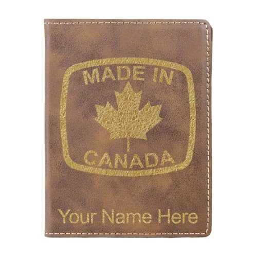LaserGram Faux Leather Passport Holder, Made in Canada, Personalized Engraving Included (Rustic)
