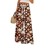 Womens High Waisted Floral Boho Wide Leg Pants Flowy Casual Palazzo Pant Summer Loose Trousers Cruise Outfits