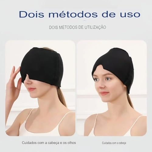 Touca Tapa Olhos Gel 180º Flexível Compressora Manta Térmica Máscara Gel Sólido Gelado ou Quente Par