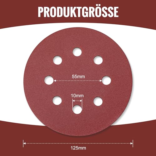 WORKPRO 150 Stück Schleifpapier 125mm Klett Schleifscheiben – Ansicht 3