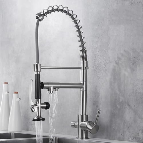 Robinet eau potable 3 voies anti calcaire mitigeur cuisine inox brossé - 4