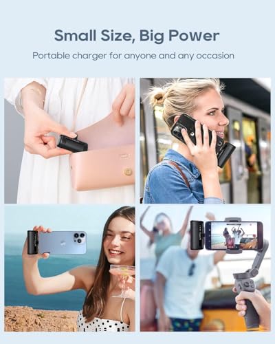 Batería externa carga rápida PD 12W con conector integrado mini cargador de bolsillo para iPhone 6
