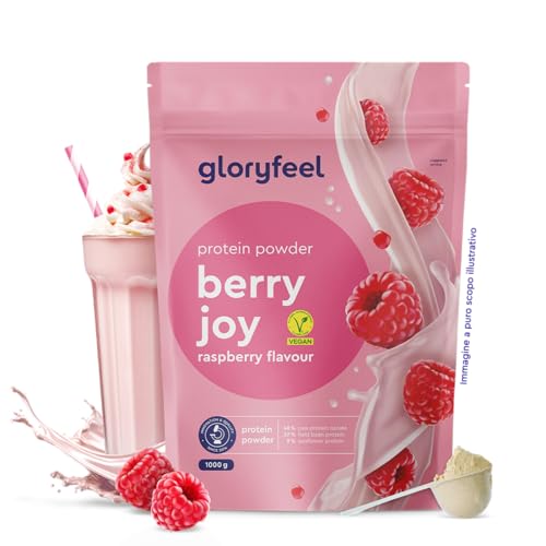 Proteine in Polvere Vegane 1 kg, 21g Proteine, Aumento Crescita Muscolare*, Gusto Lampone, Proteine Vegetali Isolate in Polvere di Pisello, Fagiolo e Girasole, Senza Glutine, Zucchero, Lattosio