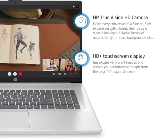 Image of HP 17 inch Touchscreen Business Laptop, Intel 10-Core i7-1355U(Up to 5 GHz), Microsoft Office Pro Lifetime, 16 GB RAM, 512 GB SSD, HD Audio, 720P Webcam, WiFi 6, Bluetooth 5.3, Windows 11 Pro, Silver