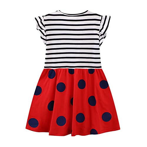 Image of HILEELANG Toddler Girls Short Sleeve Dress Easter Cotton Casual Summer Appliques Shirt Jersey Dresses