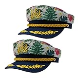 PEWHAUL 2pcs Captain hat, Sailor caps, Adjustable Captain Yacht Hat for women men Navy Marine...