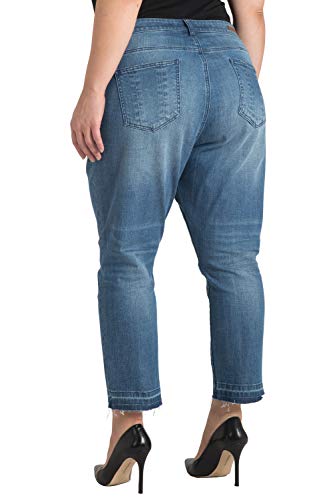 Standards & Practices Women's Plus Size Ankle Jeans with Cropped and Frayed Edges2