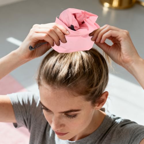 Manchon Imperméable pour Cheveux Longs, Manchon Queue Cheval Revitalise Protège Rapidement Racines Cheveux Coiffés avec Queue Cheval Ajustable Idéal pour Salle Sport Voyages Piscine Plage(Rose) – vue 6